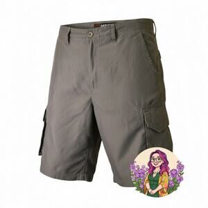 Tony Hawk Mens Grey Polyester Cargo Shorts Size 36 Skateboarding Casual Modern